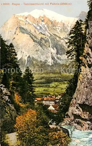 AK / Ansichtskarte Ragaz_Bad_SG Taminaschlucht mit Falknis 