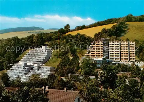 AK / Ansichtskarte  Bad_Gandersheim Kurheim Roswitha und Kurklinik Fliegeraufnahme Bad_Gandersheim