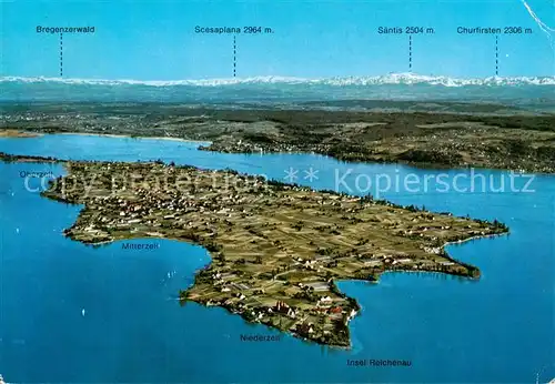 AK / Ansichtskarte  Insel_Reichenau_Bodensee Fliegeraufnahme mit Niederzell Mittelzell und Oberzell 