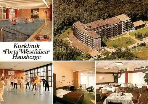 AK / Ansichtskarte  Porta_Westfalica Kurklinik Porta Westfalica Hausberge Hallenbad Gymnastik Fliegeraufnahme Zimmer Speisesaal Porta_Westfalica