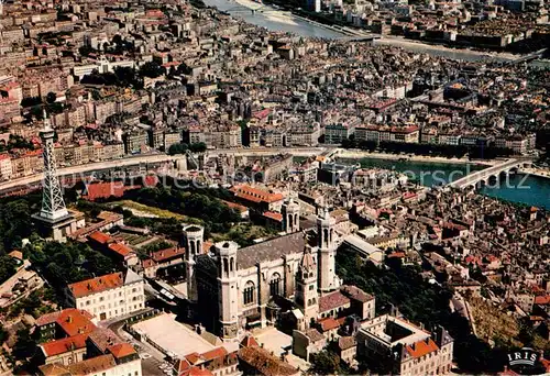 AK / Ansichtskarte Lyon_France Vue aerienne Notre Dame de Fourviere La Tour de la Televisio La Saone le Rhone Lyon France