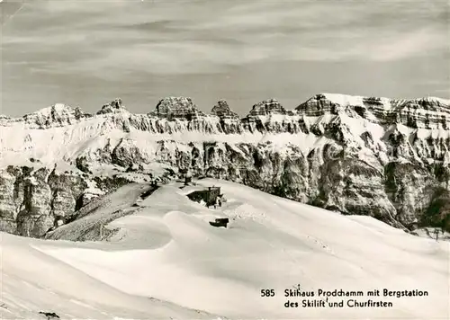 AK / Ansichtskarte Flums__SG Skihaus Prodchamm mit Bergstation Skilift und Churfirsten 