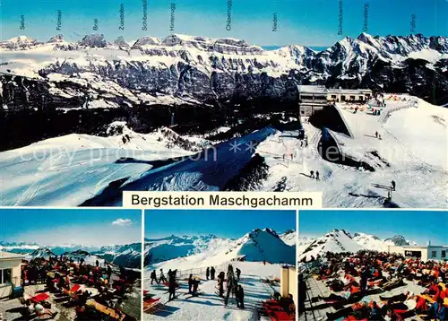 AK / Ansichtskarte Flumserberge_SG Fliegeraufnahme Bergstation der Kabinenbahn Tannenbodenalp Maschgachamm Restaurant 