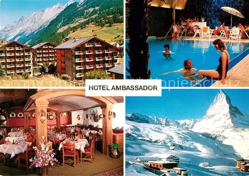 AK / Ansichtskarte Zermatt_VS Hotel Ambassador Gaststube Hallenbad Matterhorn Zermatt_VS