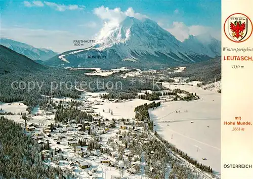 AK / Ansichtskarte 73796205 Weidach_Leutasch Fliegeraufnahme mit Hohe Mund und Skilift zur Rauthuette Weidach_Leutasch