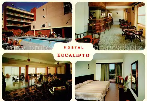 AK / Ansichtskarte  Paguera_Mallorca_Islas_Baleares_ES Hostal Eucalipto Pool Bar Speisesaal Zimmer 