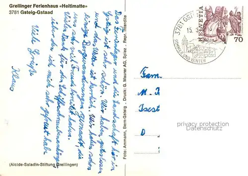 AK / Ansichtskarte Gstaad_BE Grellinger Ferienhaus Heitimatte Wasserfall Gaststube 