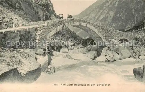AK / Ansichtskarte Schoellenen_UR Alte Gotthardbruecke Bergbach 