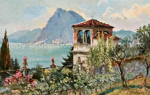 AK / Ansichtskarte Castagnola_Lago_di_Lugano e Monte San Salvatore Kuenstlerkarte 