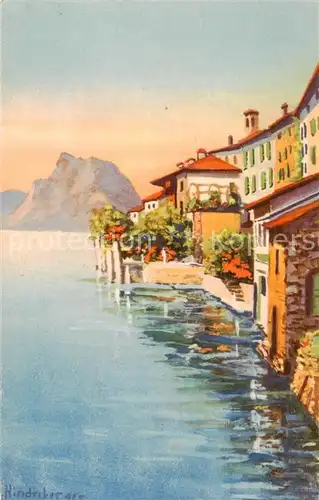 AK / Ansichtskarte Gandria_Lago_di_Lugano e Monte San Salvatore Kuenstlerkarte Gandria_Lago_di_Lugano