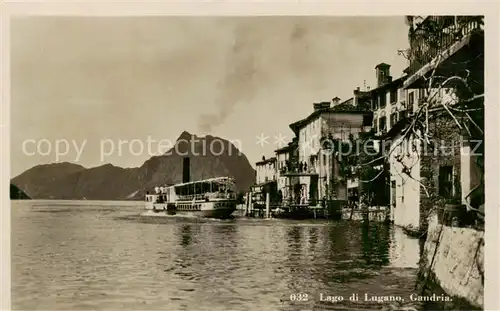AK / Ansichtskarte Gandria_Lago_di_Lugano Haeuserpartie am Luganer See Dampfer Bootsanleger Gandria_Lago_di_Lugano