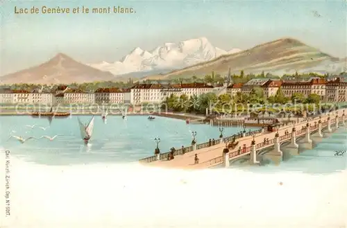 AK / Ansichtskarte Geneve_GE Lac de Geneve et le Mont Blanc Litho Geneve_GE