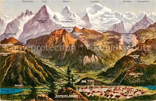AK / Ansichtskarte Interlaken_BE Panorama Blick auf die Berner Alpen Interlaken_BE