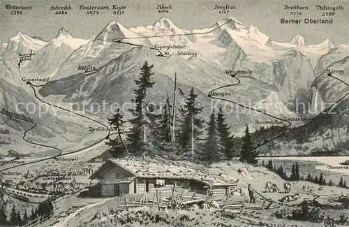 AK / Ansichtskarte Interlaken_BE Berghuette Alm Blick gegen Berner Alpen Kuenstlerkarte Interlaken_BE