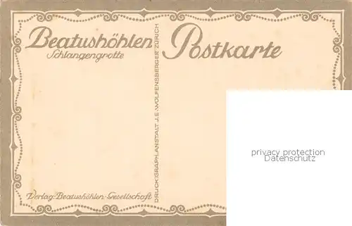 AK / Ansichtskarte Beatushoehlen_BE Schlangengrotte Kuenstlerkarte 