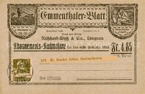 AK / Ansichtskarte Emmental_Emmethal_Region Emmenthaler Blatt Abonnement 