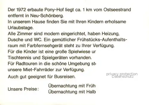 AK / Ansichtskarte 73796385 Schoenberg_Holstein Pony Hof Momberg Gastraum Schoenberg_Holstein
