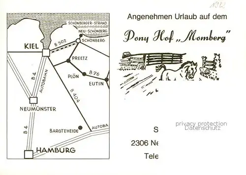 AK / Ansichtskarte  Schoenberg_Holstein Pony Hof Momberg Fliegeraufnahme Schoenberg_Holstein