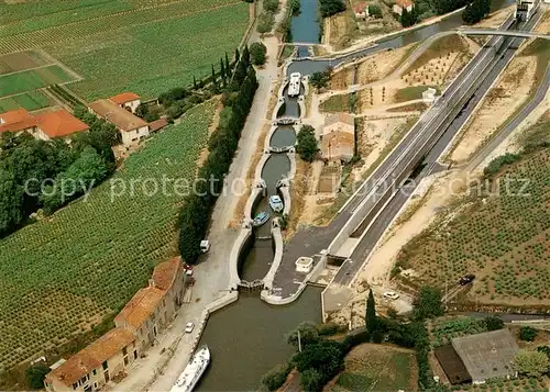 AK / Ansichtskarte Canal_du_Midi Ecluse de Fonseranes Vue aerienne Canal_du_Midi