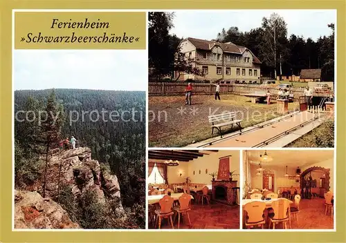 AK / Ansichtskarte  Pobershau Ferienheim Schwarzbeerschaenke Auf dem Katzenstein Aussenansicht Speisesaal Gaststube Pobershau