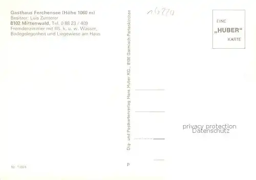 AK / Ansichtskarte  Mittenwald_Bayern Gasthaus Ferchensee Panorama Mittenwald Bayern