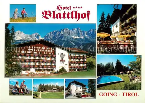 AK / Ansichtskarte 73796483 Going_Wilden_Kaiser_Tirol Hotel Blattlhof Terrasse Schwimmbad Panorama Going_Wilden_Kaiser_Tirol