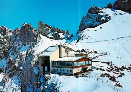 AK / Ansichtskarte  Karwendelhaus_1765m_Tirol mit Bergstation Gipfelkreuz und Karwendelbahn 