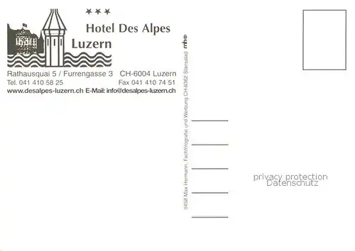 AK / Ansichtskarte Luzern__LU Hotel Des Alpes 