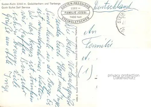 AK / Ansichtskarte Susten_Kulm_BE Gwaechtenhorn und Tierberge  Susten_Kulm_BE