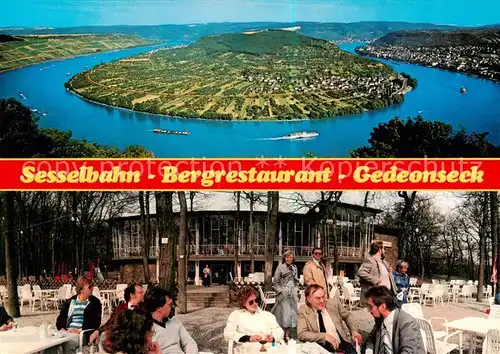 AK / Ansichtskarte 73796658 Boppard_Rhein Sesselbahn Bergrestaurant Gedeonseck Fliegeraufnahme Boppard Rhein