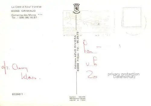 AK / Ansichtskarte Grimaud_83 Camping des Mures Vue aerienne Vue d ensemble 