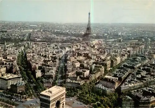 AK / Ansichtskarte Paris_75 Vue aerienne Arc de Triomphe et la Tour Eiffel 