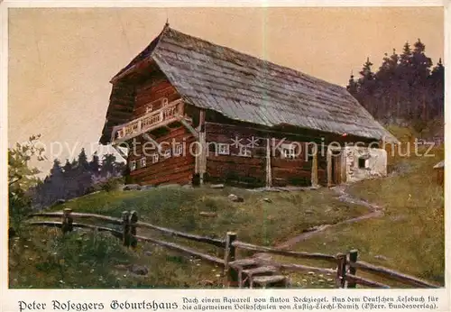 AK / Ansichtskarte 73796677 Krieglach_Steiermark_AT Peter Roseggers Geburtshaus Aquarell 
