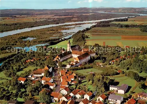 AK / Ansichtskarte  Reichersberg_Inn Fliegeraufnahme mit Augustiner Chorherrnstift Reichersberg Inn