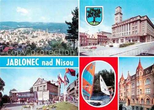 AK / Ansichtskarte  Jablonec_nad_Nisou_Gablonz_Neisse_CZ Panorama Namesti s radnici Vstupni areal vystaviste Na prehrade Muzeum skla a bizuterie 