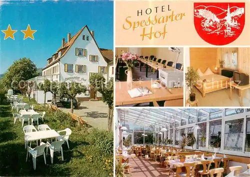 AK / Ansichtskarte Eschau_Bas Rhin Hotel Spessarter Hof Gastraeume Wintergarten Zimmer Eschau Bas Rhin