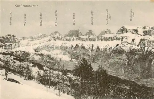 AK / Ansichtskarte Churfirsten_Bergkette_SG Panorama Bergwelt im Winter 