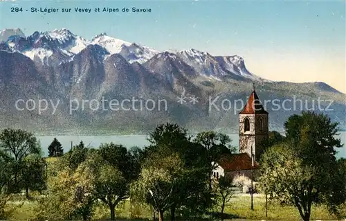AK / Ansichtskarte St_Legier et Alpes de Savoie Eglise Lac Leman Genfersee St_Legier