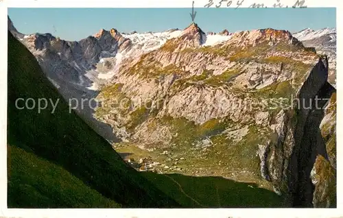 AK / Ansichtskarte Meglisalp_1520m_Altmann_AR mit Route zum Saentisgipfel Bergwelt Appenzeller Alpen 