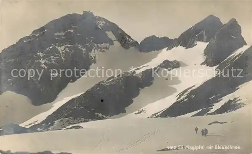 AK / Ansichtskarte Saentis_2504m_AR Saentisgipfel mit Blauschnee Wetterwarte Bergwelt Appenzeller Alpen 