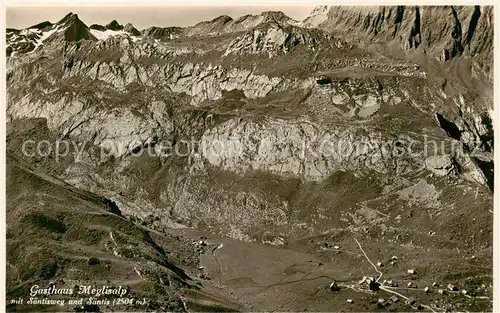 AK / Ansichtskarte Meglisalp_1520m_Altmann_AR mit Saentisweg und Saentis Appenzeller Alpen 