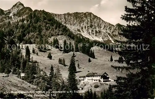 AK / Ansichtskarte 73796903 Bayrischzell Rosengassen-Alm gegen Jaegerwand und Kleiner Traithen Mangfallgebirge Bayrischzell