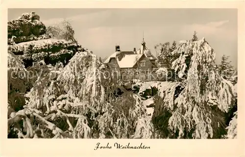 AK / Ansichtskarte 73796904 Zittau Toepferbaude im Zittauer Gebirge im Winter Weihnachtskarte Zittau