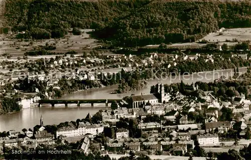 AK / Ansichtskarte  Bad_Saeckingen Stadtbild mit Hochrhein Bad_Saeckingen