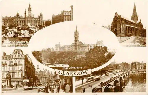 AK / Ansichtskarte  Glasgow__Scotland_UK George Square Municipal Buildings Cathedral University Jamaica Bridge Haring Square 