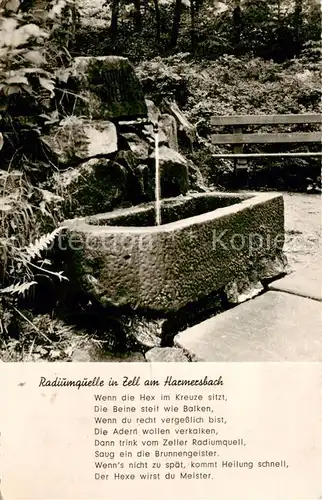 AK / Ansichtskarte  Zell_Harmersbach Radiumquelle Gedicht Poesie Zell Harmersbach