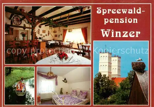 AK / Ansichtskarte  Straupitz Spreewaldpension Winzer Gastraeume Zimmer Storchennest Straupitz