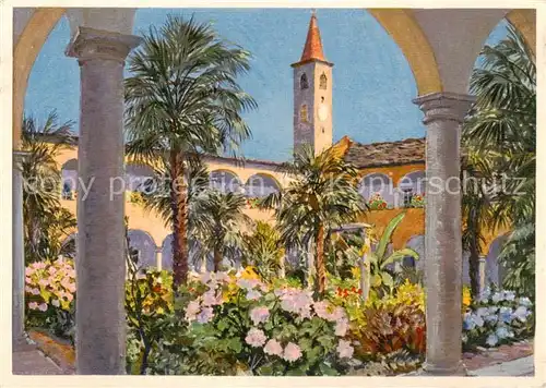 AK / Ansichtskarte Ascona_Lago_Maggiore_TI Nel cortile del Collegio Paplo Kuenstlerkarte 