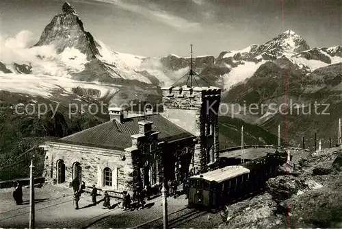 AK / Ansichtskarte Gornergrat_Zermatt_VS mit Blick zum Matterhorn und Dent Blanche 