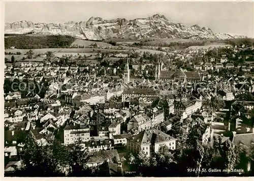 AK / Ansichtskarte St_Gallen_SG Stadtpanorama mit Blick zum Saentis Appenzeller Alpen St_Gallen_SG